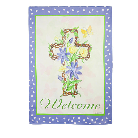 Easter Welcome Suede House Flag