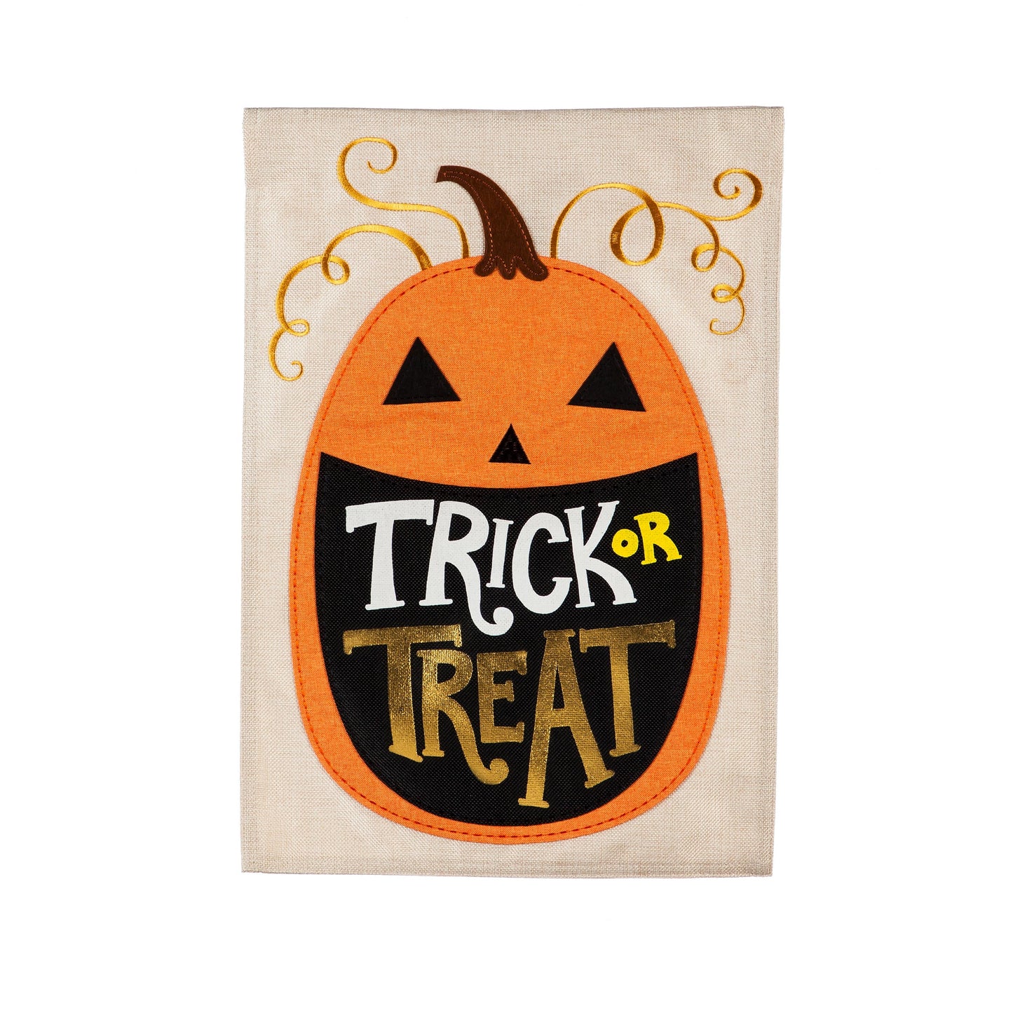 Trick-or-Treat Pumpkin Garden Burlap Flag
