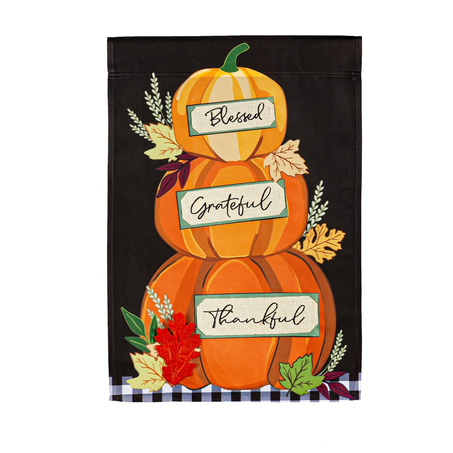 Stacked Pumpkins Garden Applique Flag