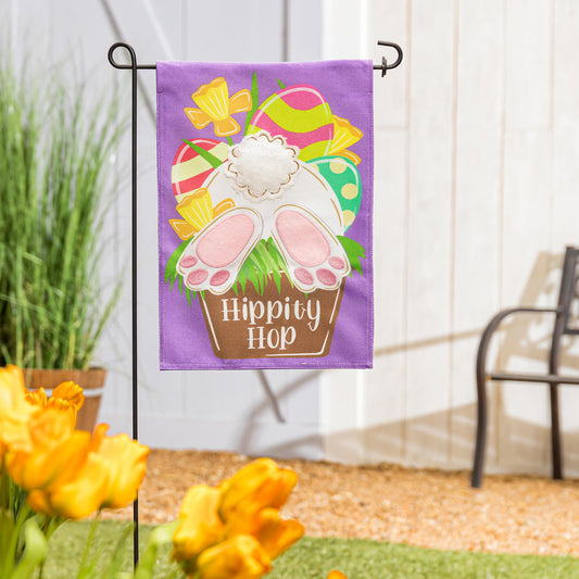 Hip Hop Bunny Garden Burlap Flag