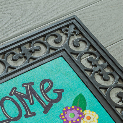 Welcome Y'all Burlap Garden Flag and Sassafras Mat Set (14B4181ECM+22001T+431272+43BM003)