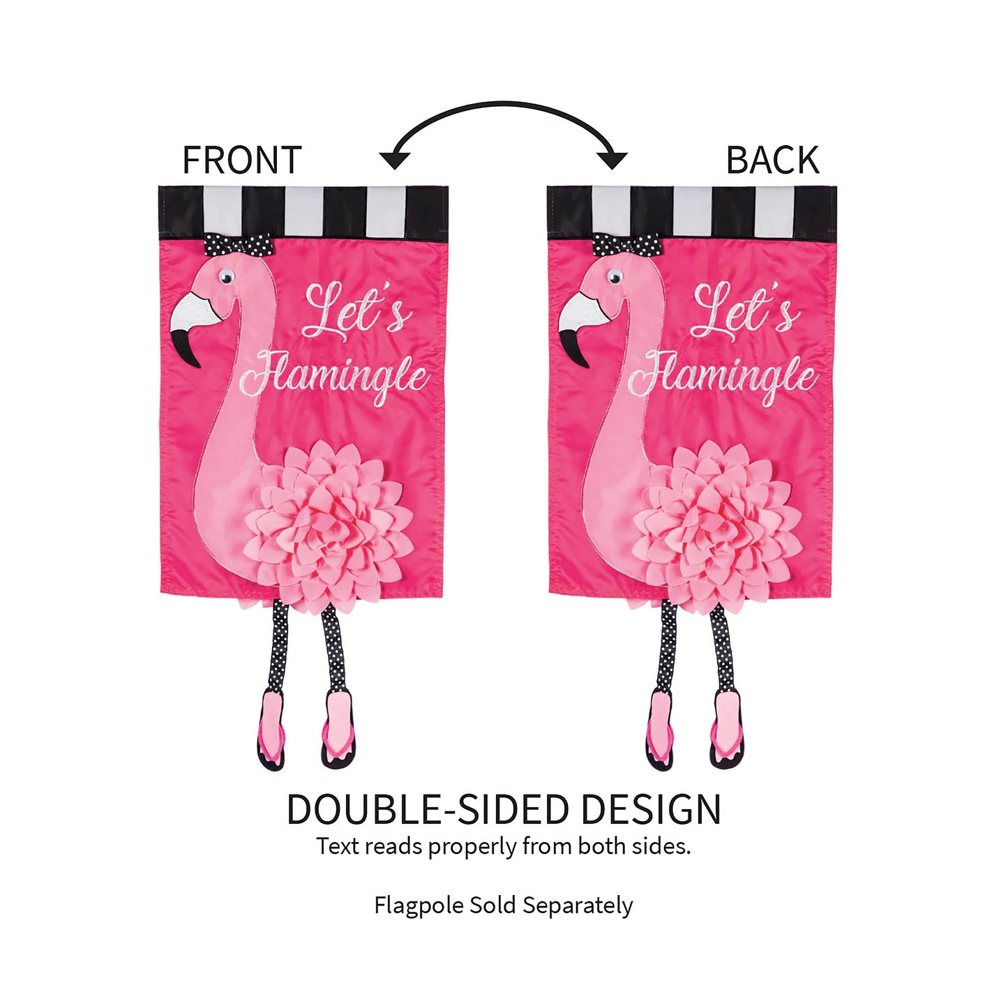 Let's Flamingle Garden Applique Flag