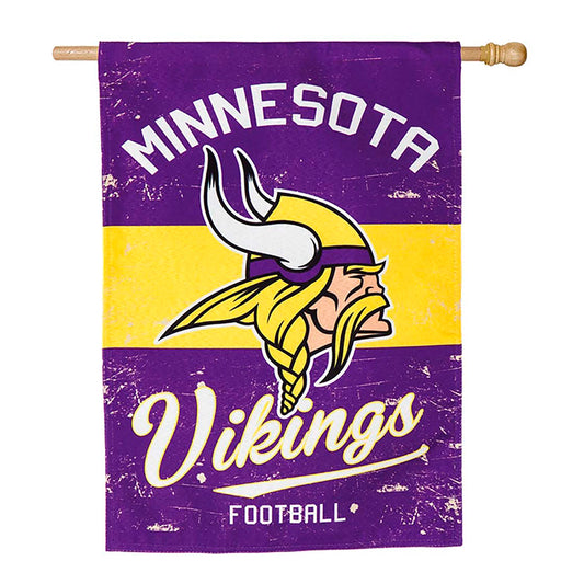 Double-Sided Vintage Graphic NFL Team Pride Linen House Flag, Minnesota Vikings