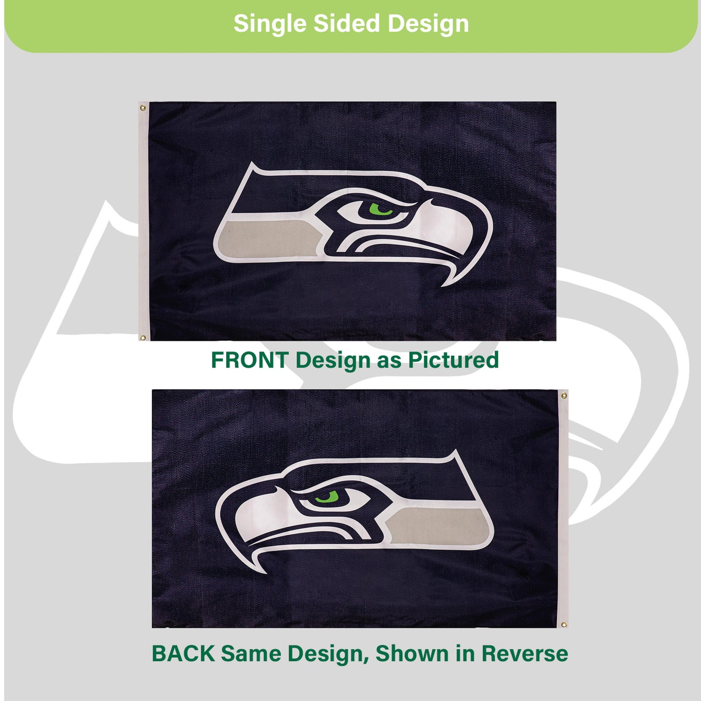 Seattle Seahawks Single Sided Estate Flag with 2 Grommets, 3'x5'