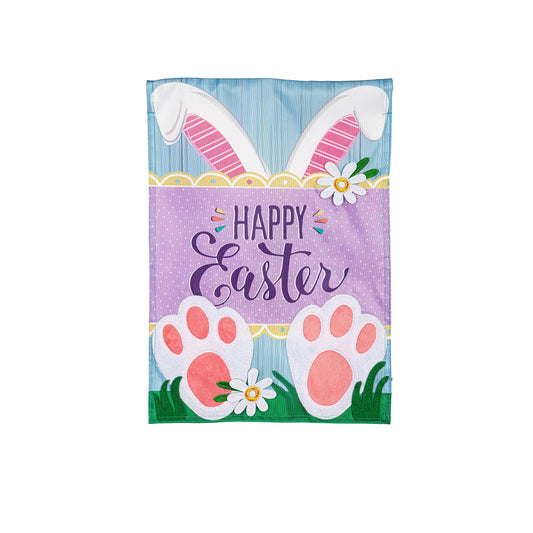 Happy Easter Bunny Applique Garden Flag
