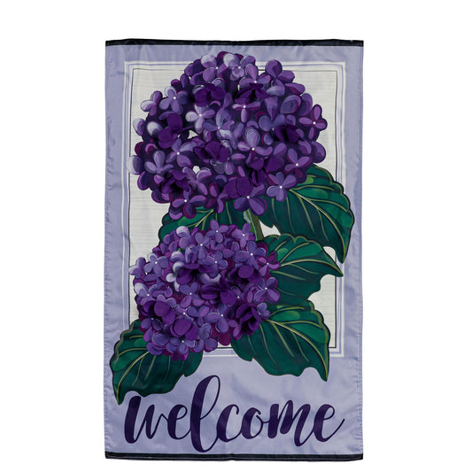 Hydrangea Welcome House Applique Flag