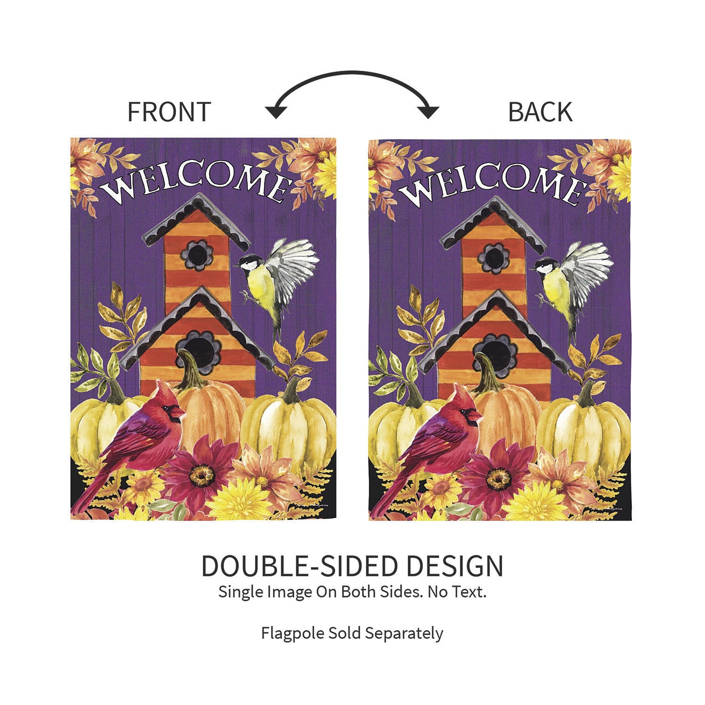 Welcome Fall Birdhouse Moire Garden Flag