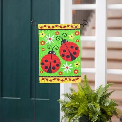 Ladybug Pair Garden Suede Flag