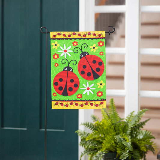 Ladybug Pair Garden Suede Flag