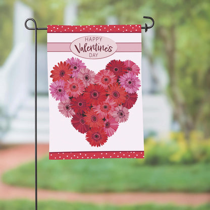 Floral Valentine's Heart Applique Garden Flag