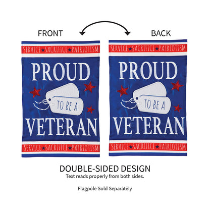 Proud Veteran Garden Applique Flag