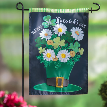 Happy St. Patrick's Day Floral Hat Applique Garden Flag
