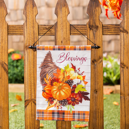 Cornucopia Blessings Garden Linen Flag