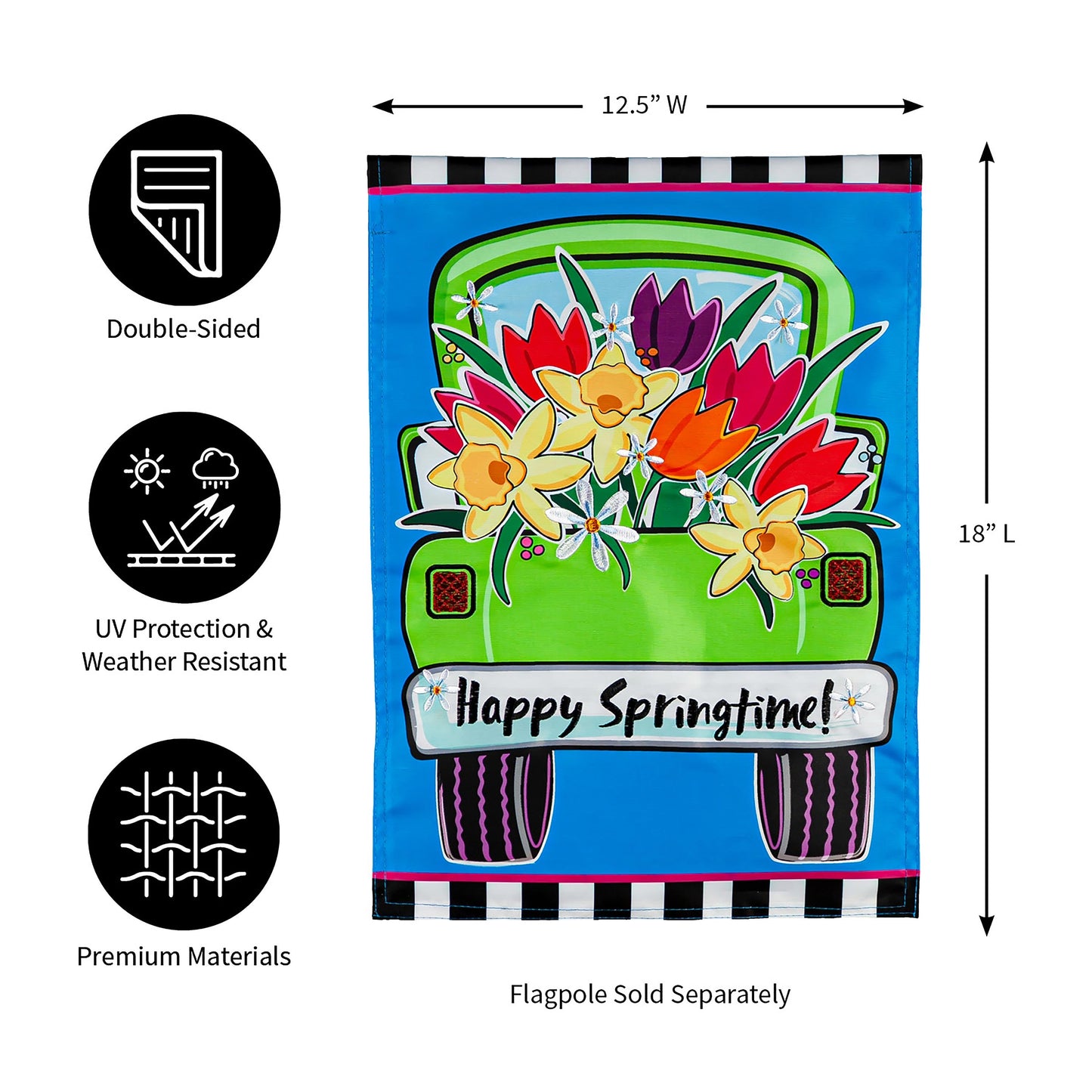 Springtime Truck Garden Applique Flag