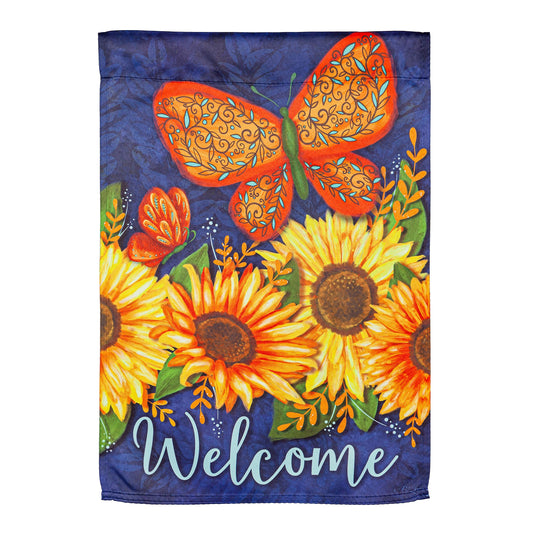 Sunny Autumn Garden Suede Flag