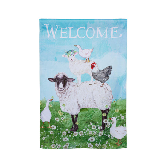 Welcome Farm Friends Suede House Flag