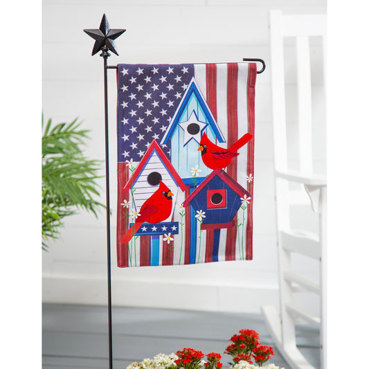 Patriotic Birdhouses Garden Burlap Flag
