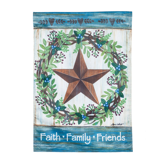 Faith Family Friends Country Star Garden Strié Flag