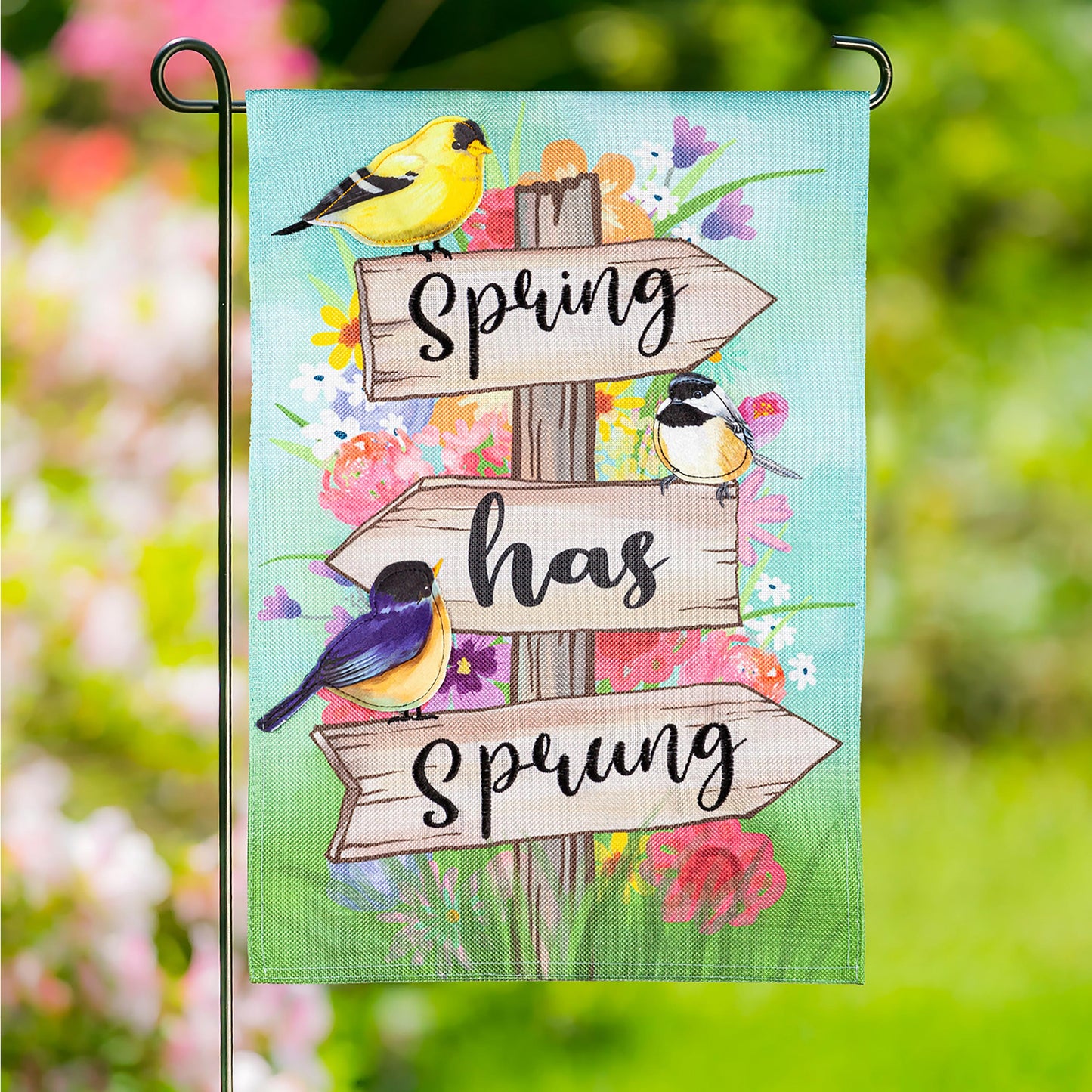 Spring Sign Burlap Garden Flag
