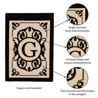 Cambridge Monogram Garden Applique Flag, Letter G