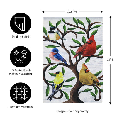 Songbirds in Tree of Life Trelis Garden Applique Flag