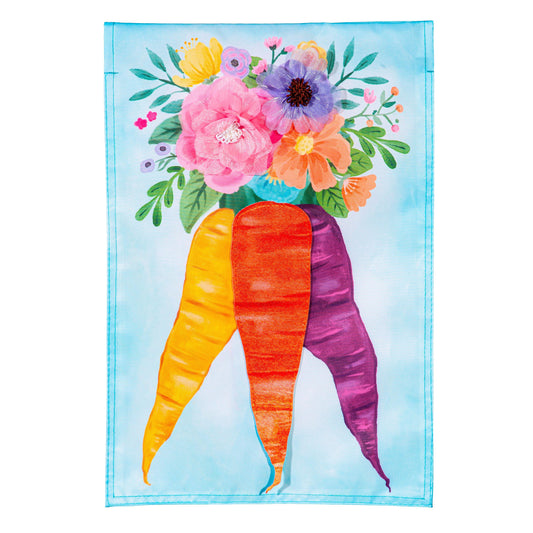 Floral Carrot Bunch Applique House Flag