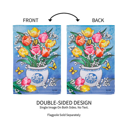 Butterflies and Tulips Suede Garden Flag