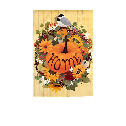 Pumpkin Wreath Moire Garden Flag