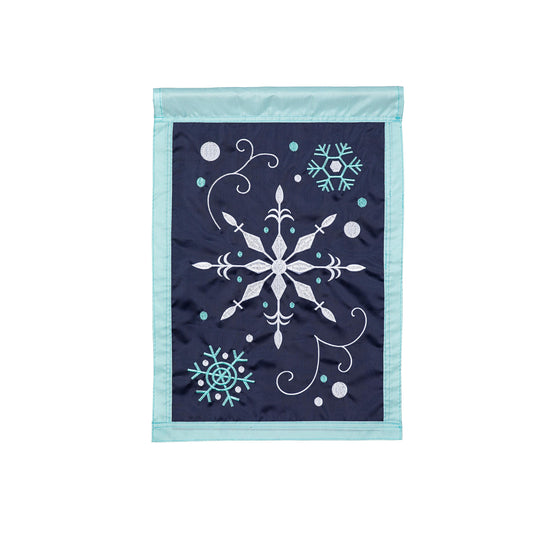 Snowflake Flurries Basic Applique Garden Flag