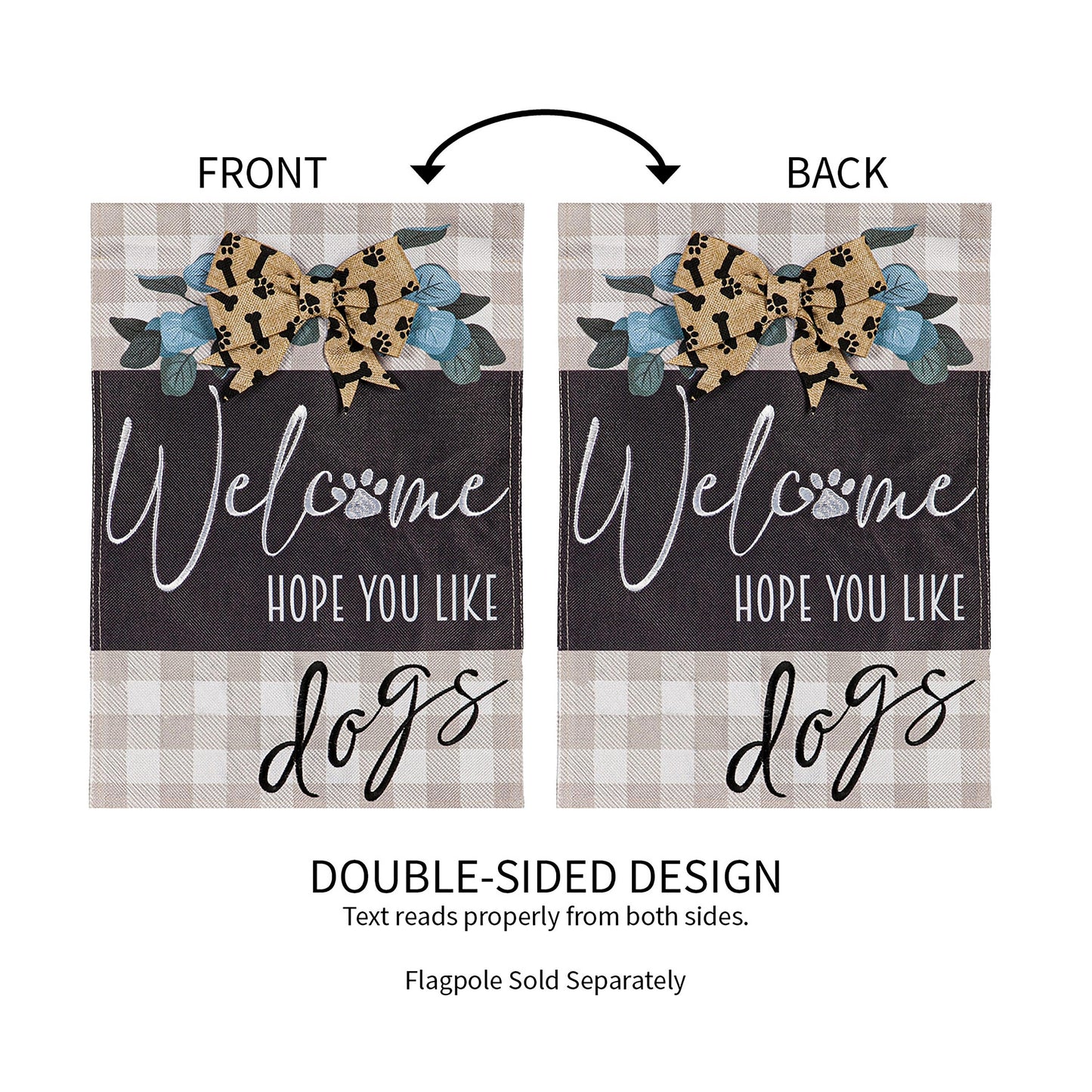 Dogs and Checks Garden Burlap Flag