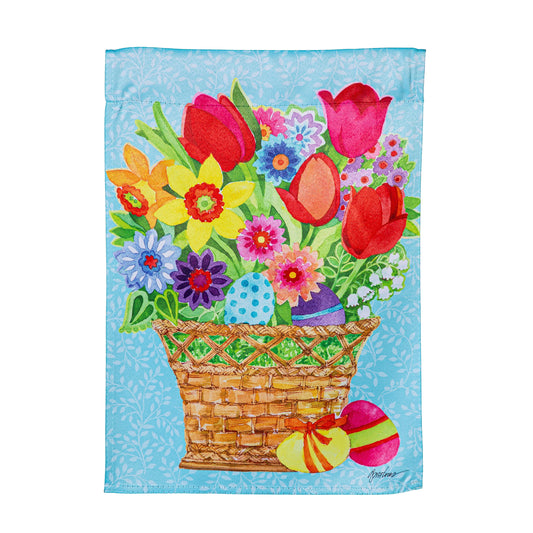 Spring Flowers Basket Suede Garden Flag