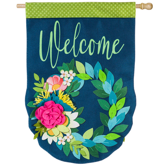 Flower Garden House Burlap Flag