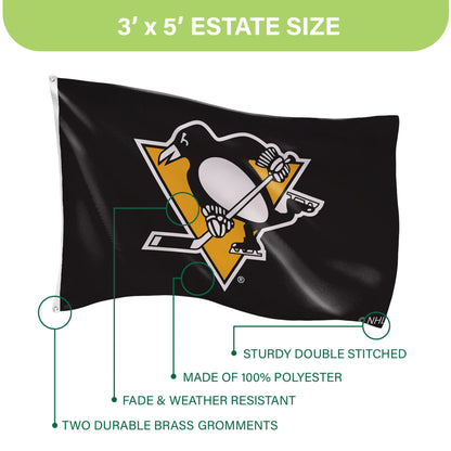 Pittsburgh Penguins Single Sided Estate Flag with 2 Grommets, 3'x5'