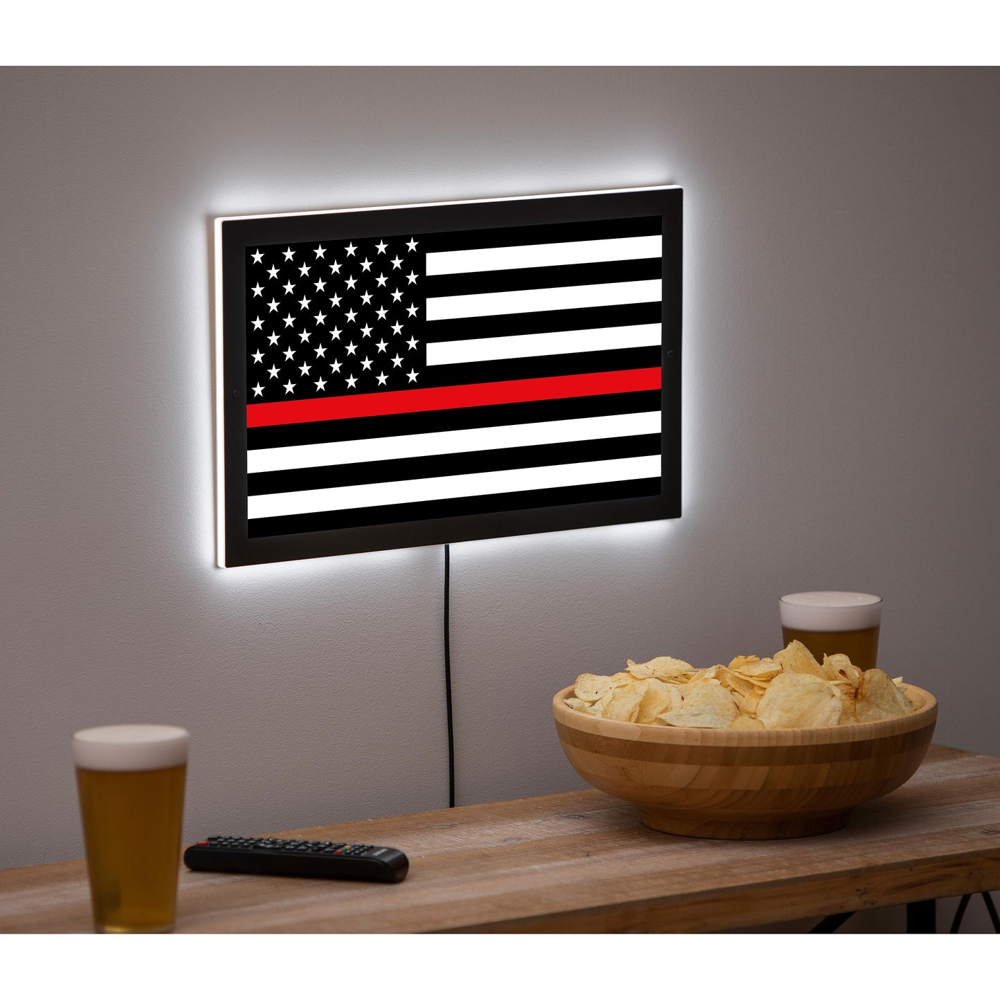 LED Wall Decor, Edgelite, Rectangle, First Responder Flag, Fire