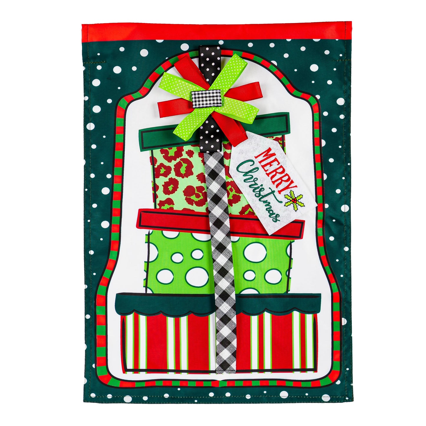 Mixed Print Presents Garden Applique Flag
