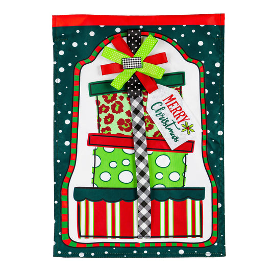 Mixed Print Presents Garden Applique Flag