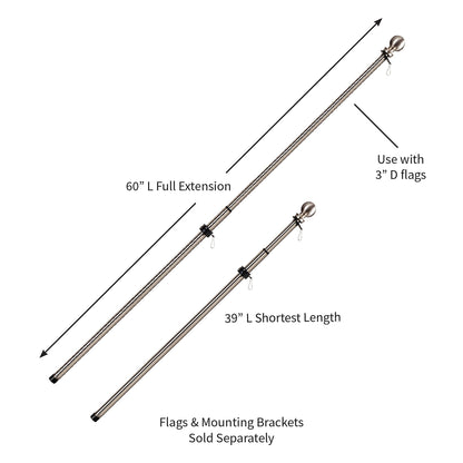 Extendable Metal House Flag Pole, Silver