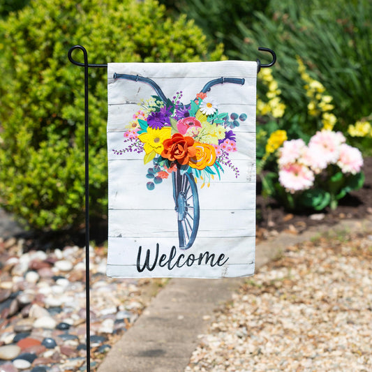 Farmhouse Bicycle Garden Burlap Flag