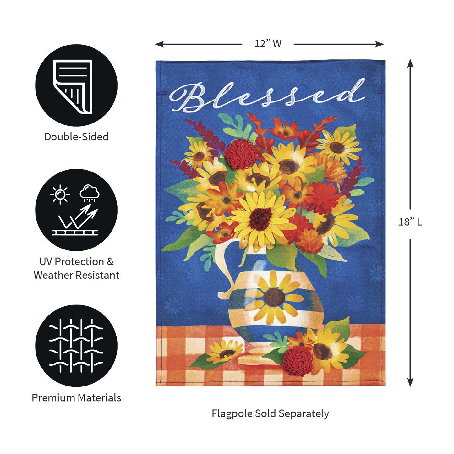 Blessed Floral Arrangement Garden Linen Flag