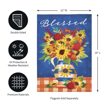 Blessed Floral Arrangement Garden Linen Flag
