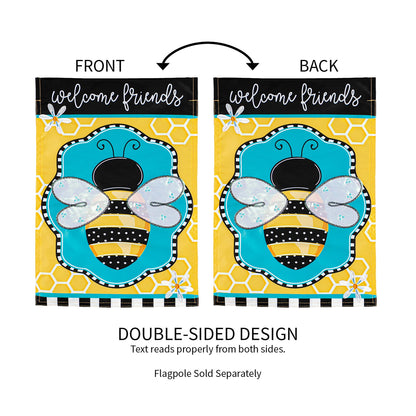 Buzzing Bee Welcome Garden Applique Flag