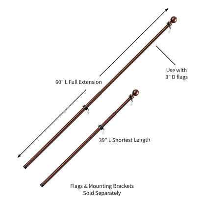 Extendable Metal House Flag Pole, Bronze