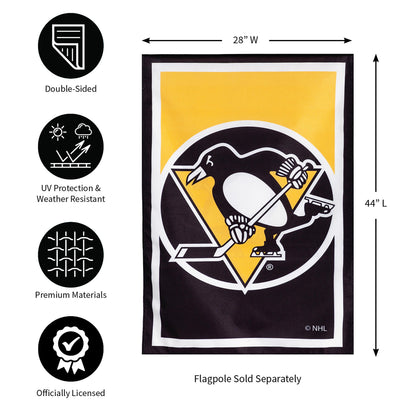 NHL Hockey Burlap House Flag, Pittsburgh Penguins