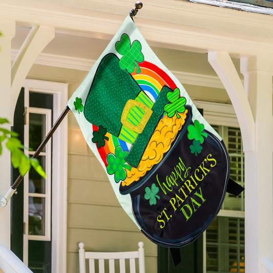 End of the Rainbow Applique House Flag