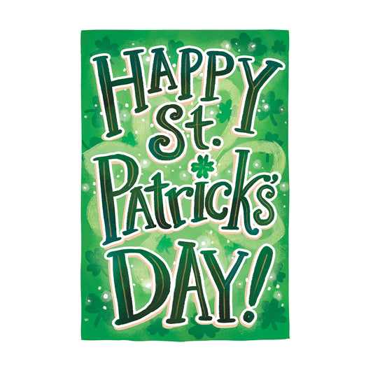 Happy St. Patrick's Day Applique House Flag