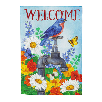 Vintage Water Tap Garden Suede Flag
