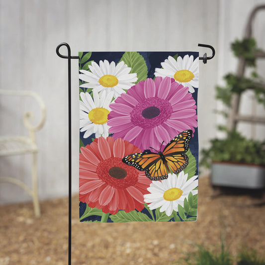 Gerbera Daisy Burlap Garden Flag