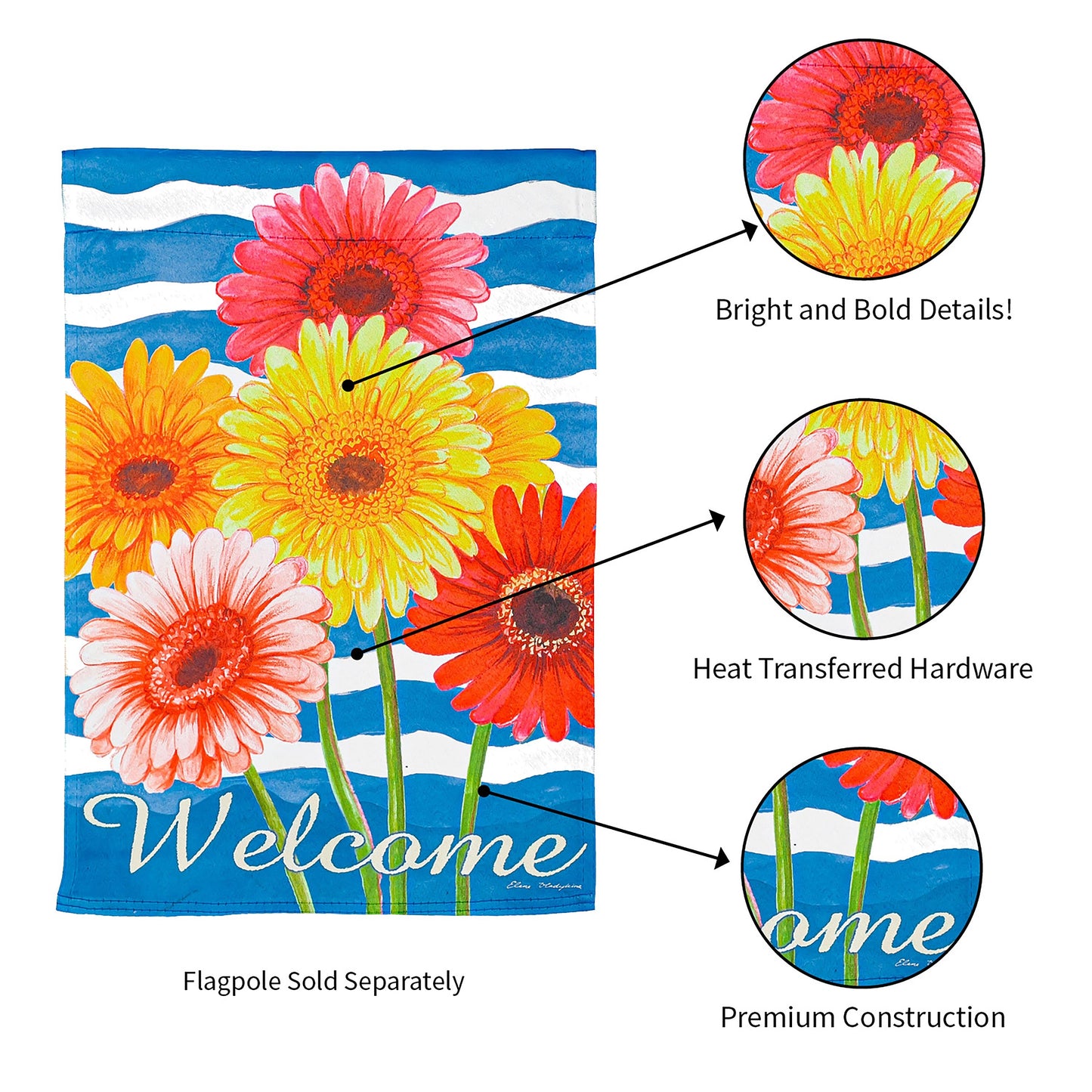 Spring Gerbera Bouquet Garden Suede Flag