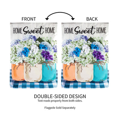 Hydrangea Mason Jars Garden Linen Flag