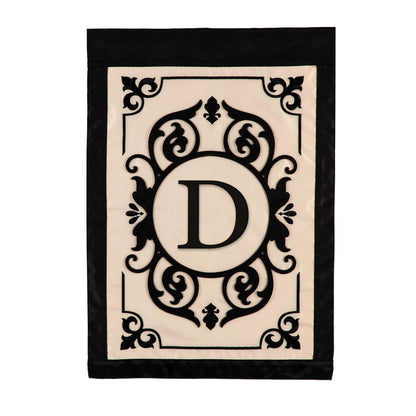 Cambridge Monogram Garden Applique Flag, Letter D